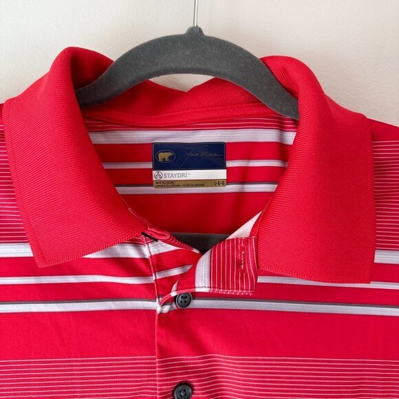 Jack Nicklaus Golf Shirt Mens Red Striped  Size L‎ Like NEW - Picture 4 of 6